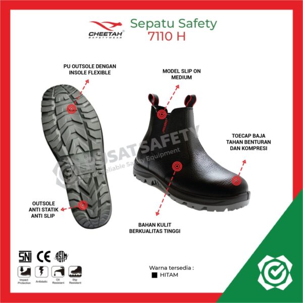 Sepatu Safety Cheetah 7110H Ankle Boot Slip On - Pusat Safety
